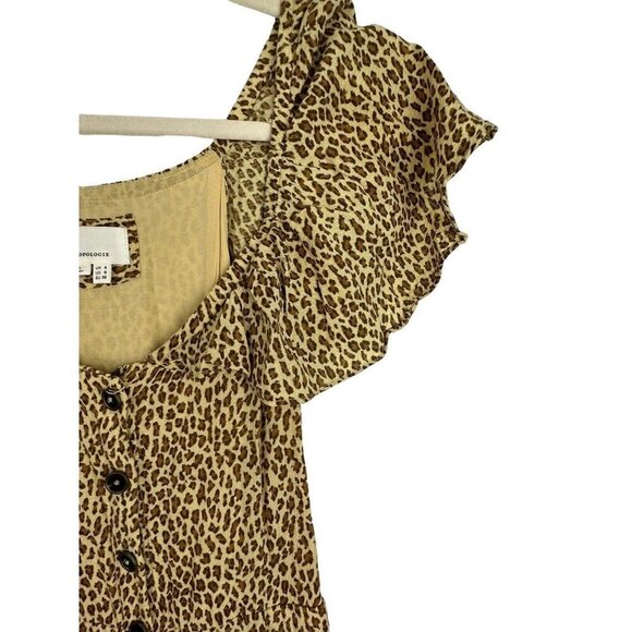 Anthropologie Bolano Cheetah Leopard Print Button Down Midi Dress Womens Sz 0 - Picture 6 of 10